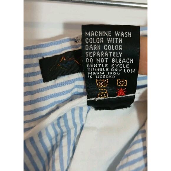 Greg Norman Men's Shorts Size 40 Blue White Striped Seersucker Pockets Casual - Picture 6 of 7